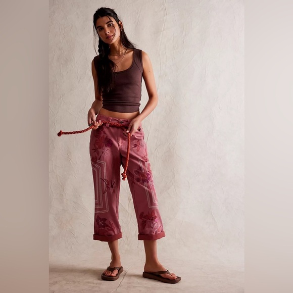 Free People Electric Sands Embroidered Trousers, NWT, size: oversized 2 - Picture 1 of 5